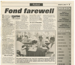 149 - Fond farewell - The Gleaner - August 6, 2000 Joe Joey Joseph Issa Jamaica